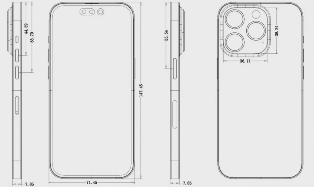 หลุดภาพผังตัวเครื่อง iPhone 14 Pro เผยให้เห็นตัวเครื่องที่หนาขึ้น